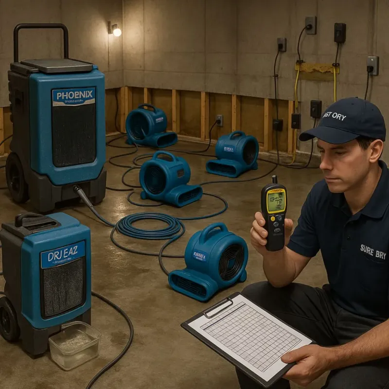 Structural Drying and Dehumidification process in Johnsburg, IL